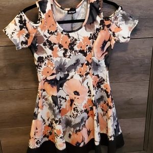 Open-Shoulder Floral Skater Dress